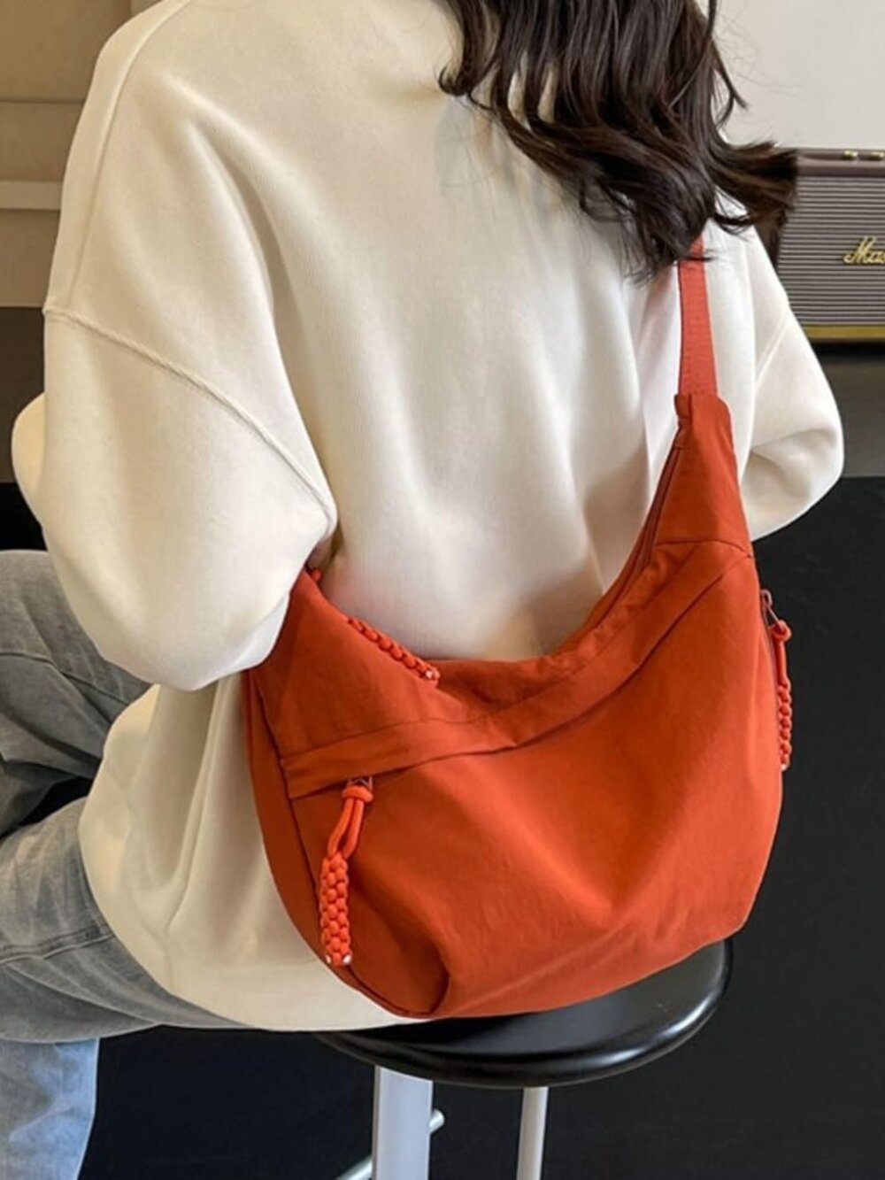 Hobo Bag for Women Men Crescent Shoulder Bag Retro Nylon Canvas Crossbody Bag Sl - Picture 4 of 8